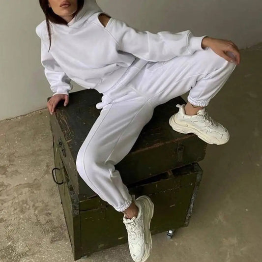 Versatile Two Piece Outfit Women Two Piece Set Polyester Stylish Women's 2 Piece Tracksuit Set with Long Sleeve for Athletic